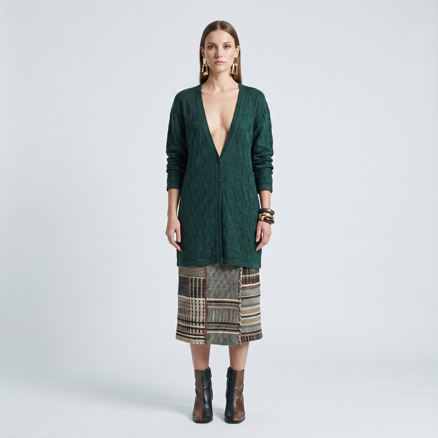 Textured Forest Green Cardigan