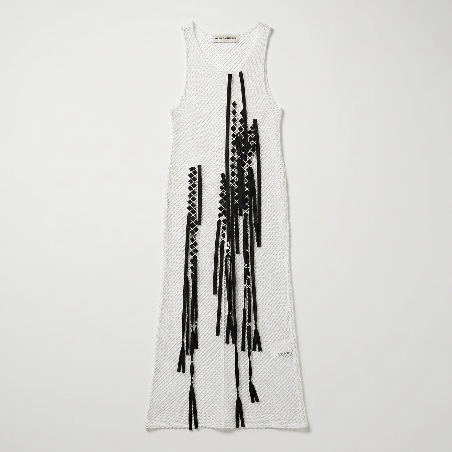 Fringed Open Knit Midi Dress