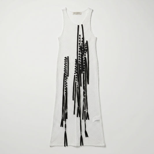 Fringed Open Knit Midi Dress