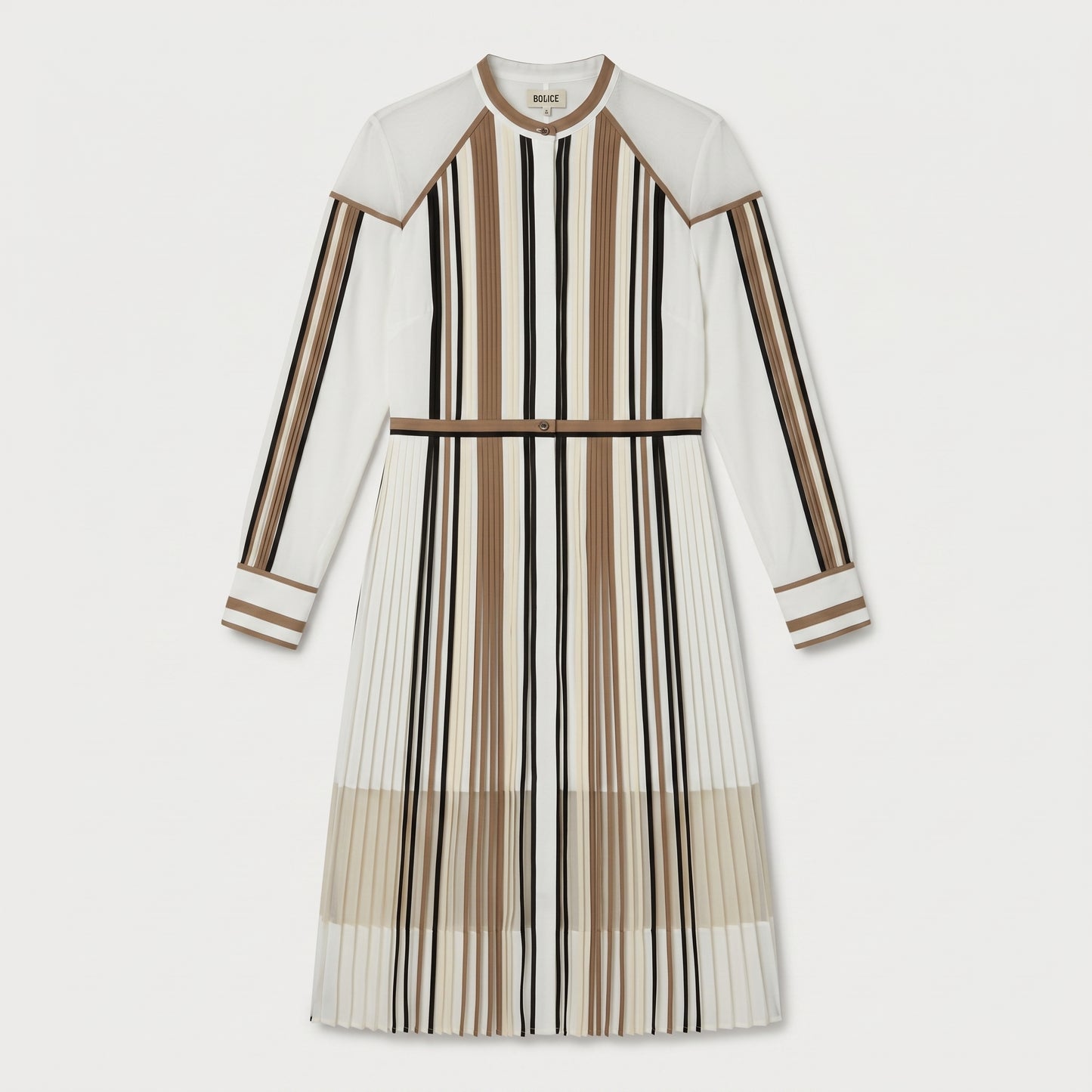 Striped Pleated Midi Shirt Dress