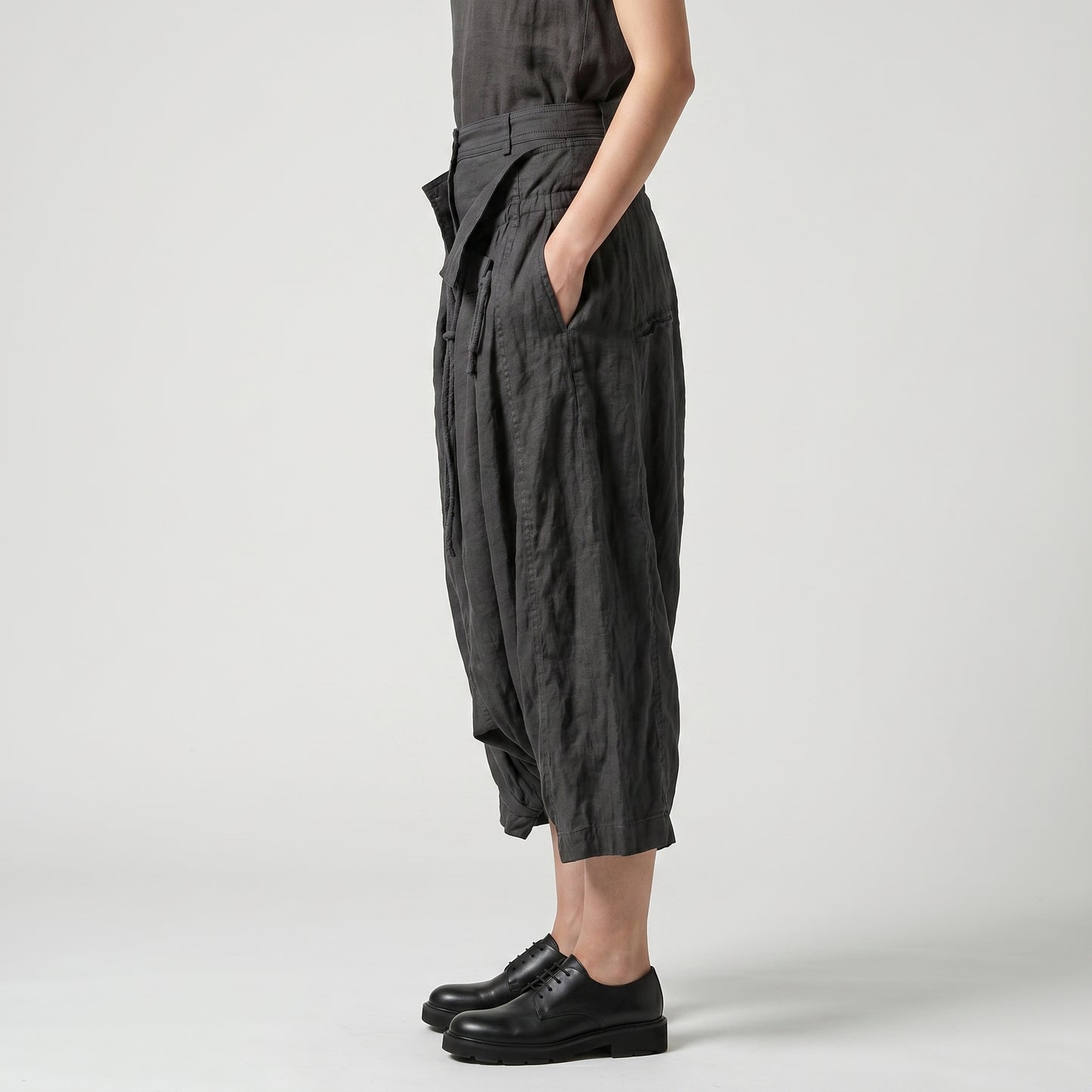 Relaxed Charcoal Dropped Cropped Trousers