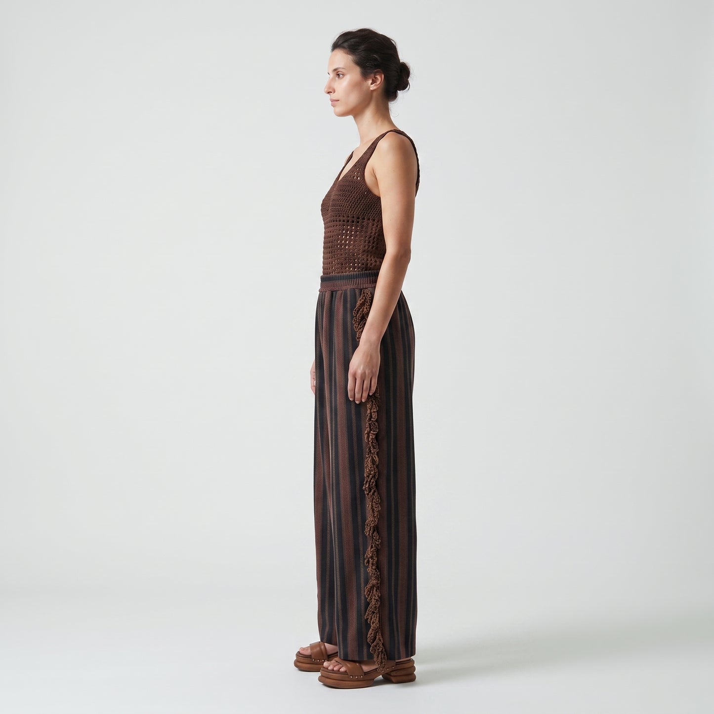 Striped Fringe Detail Trousers