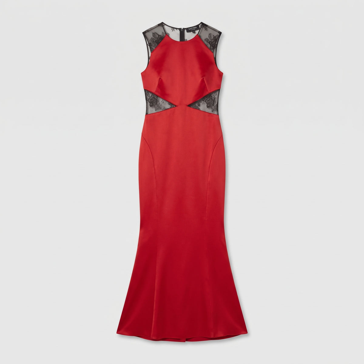 Red Lace Insert Evening Gown