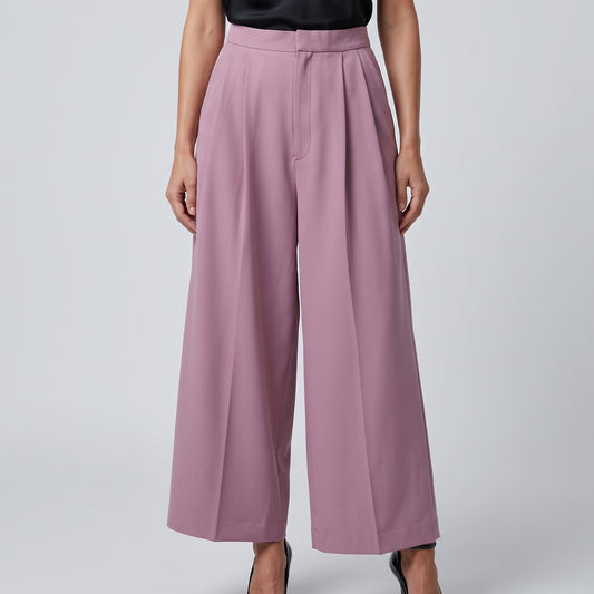 Pleated High-Rise Wide-Leg Trousers