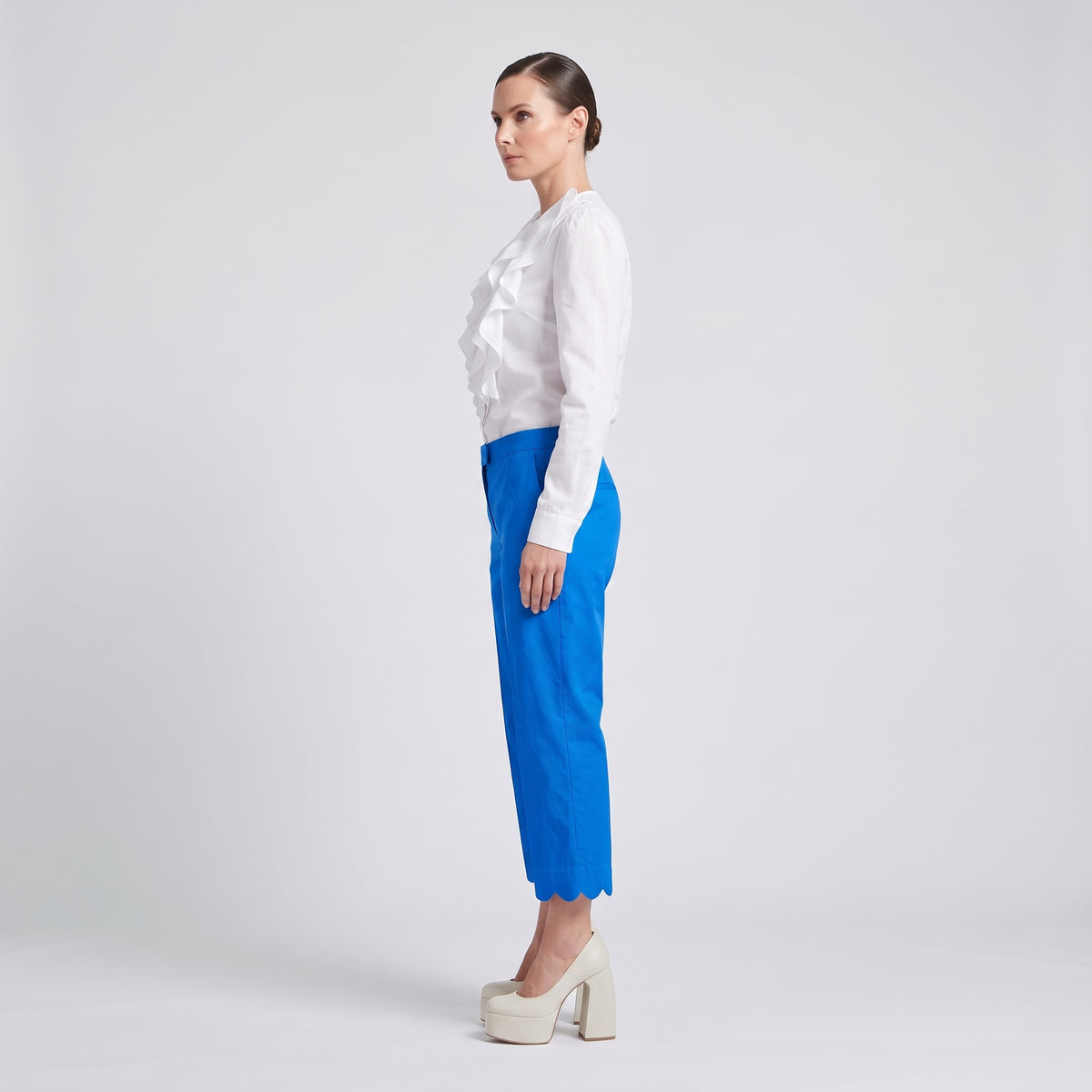 Cobalt Scalloped Hem Trousers