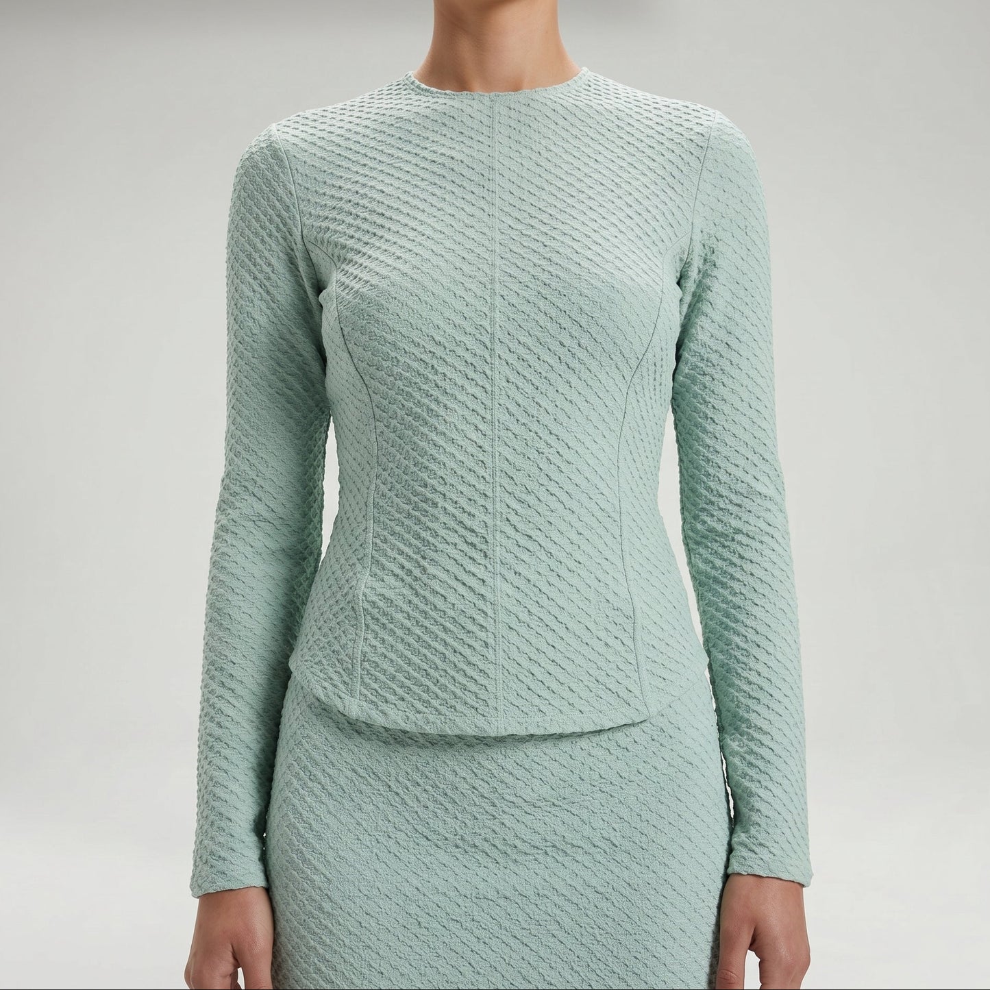 Textured Mint Long-Sleeve Top
