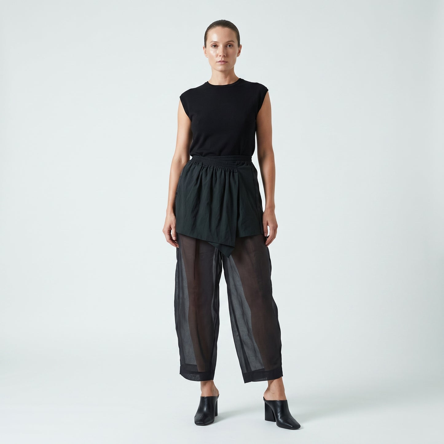 Asymmetric Overlay Crop Trousers