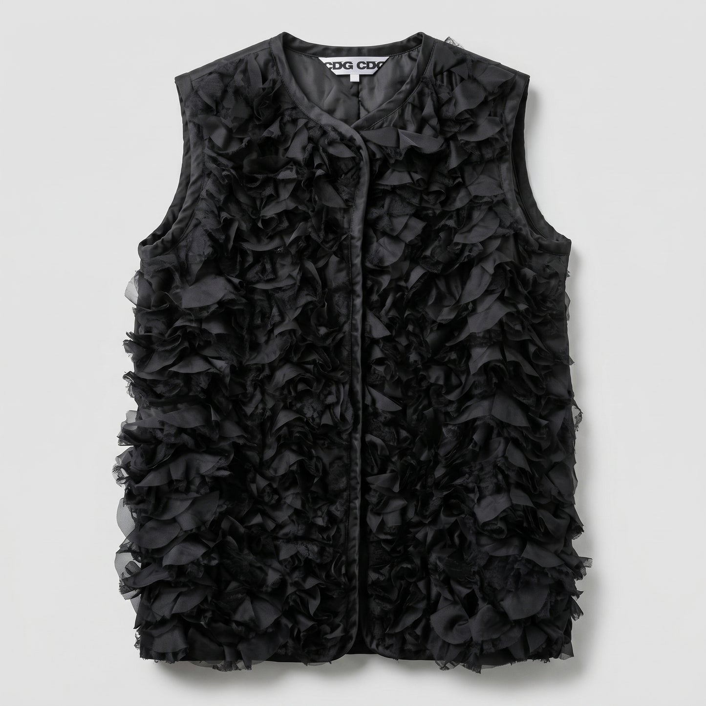 Avant-Garde Black Ruffled Vest