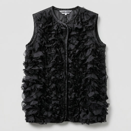 Avant-Garde Black Ruffled Vest