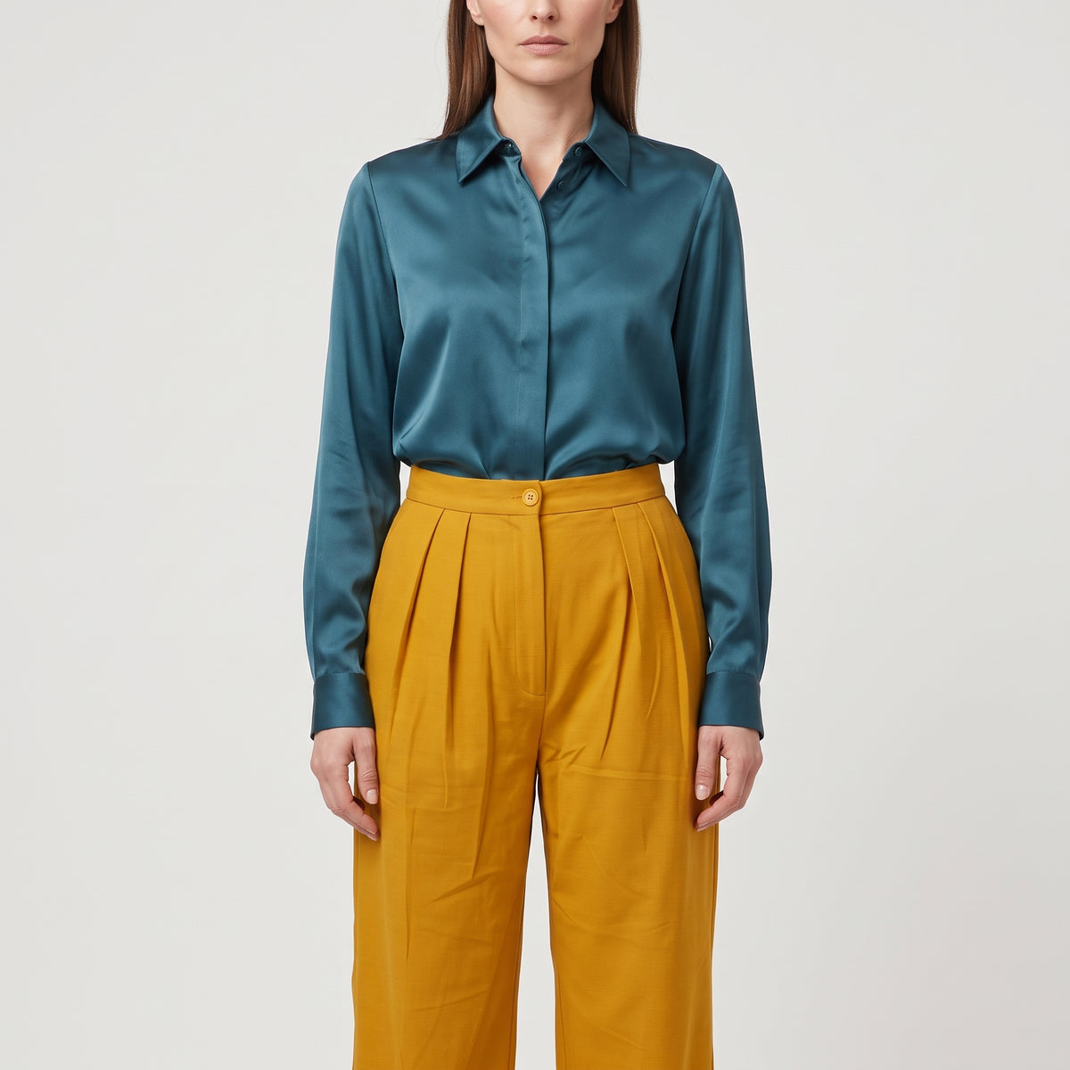 Tailored Mustard Pleated Trousers