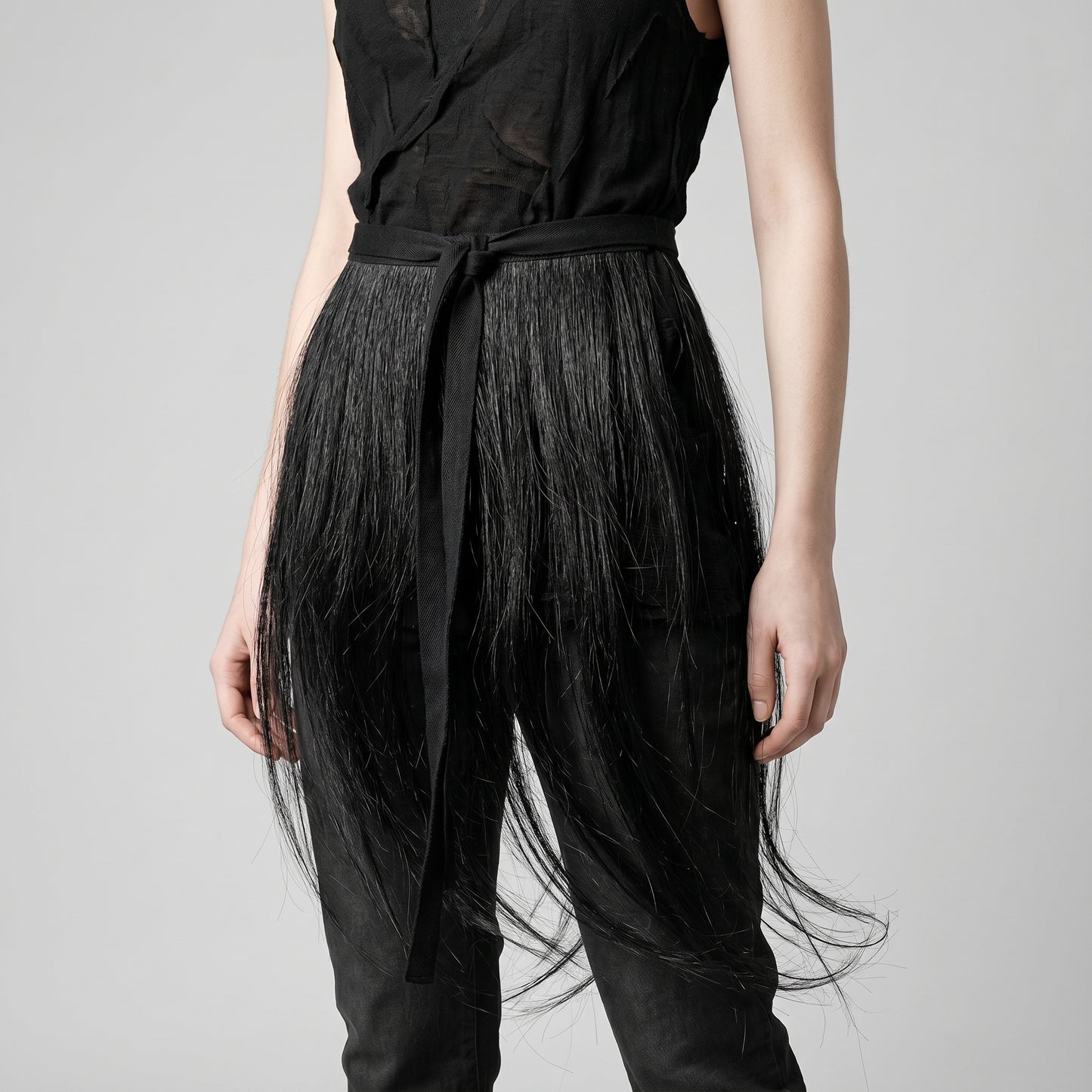 Avant-Garde Black Fringe Belt