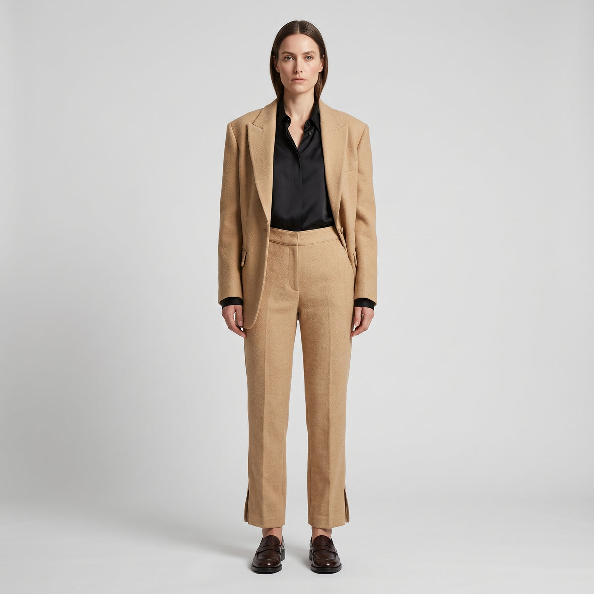 Tailored Beige Cropped Trousers