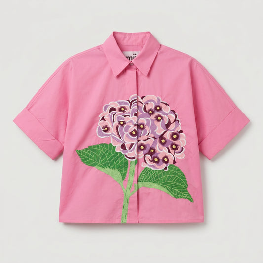 Embroidered Floral Boxy Shirt