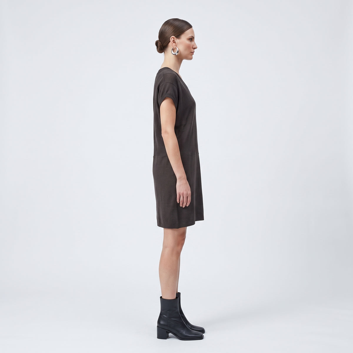Structured V-Neck Knit Tunic
