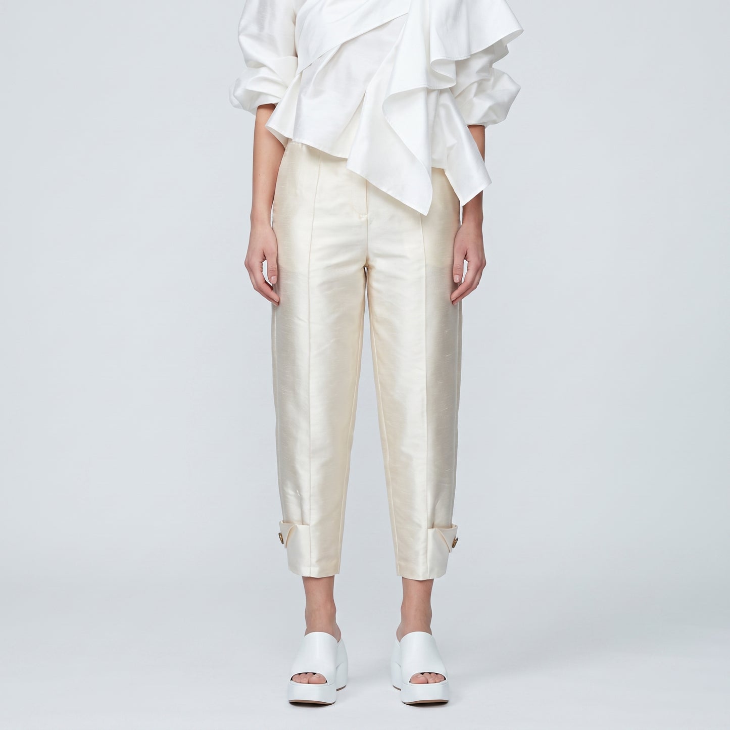 Tailored High-Waisted Silk Trousers