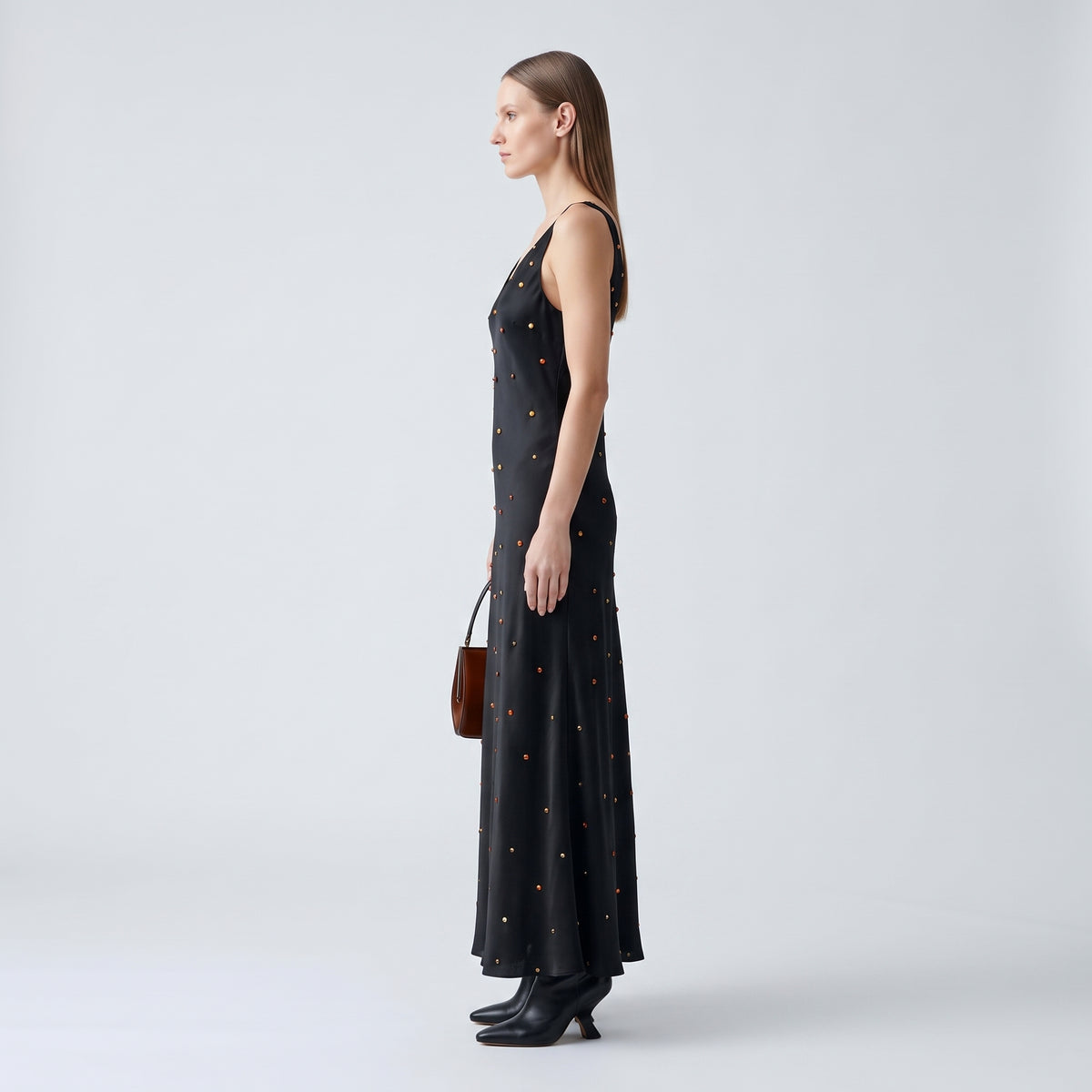 Embellished Silk Midi Slip Dress