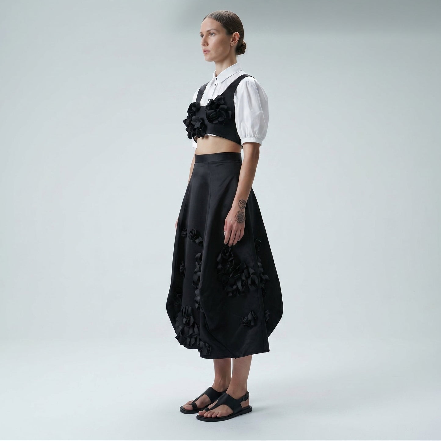 Embellished Silk A-Line Skirt