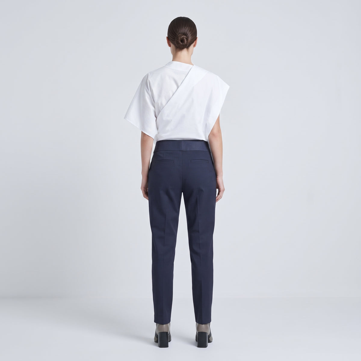 Tailored Navy Cropped Trousers