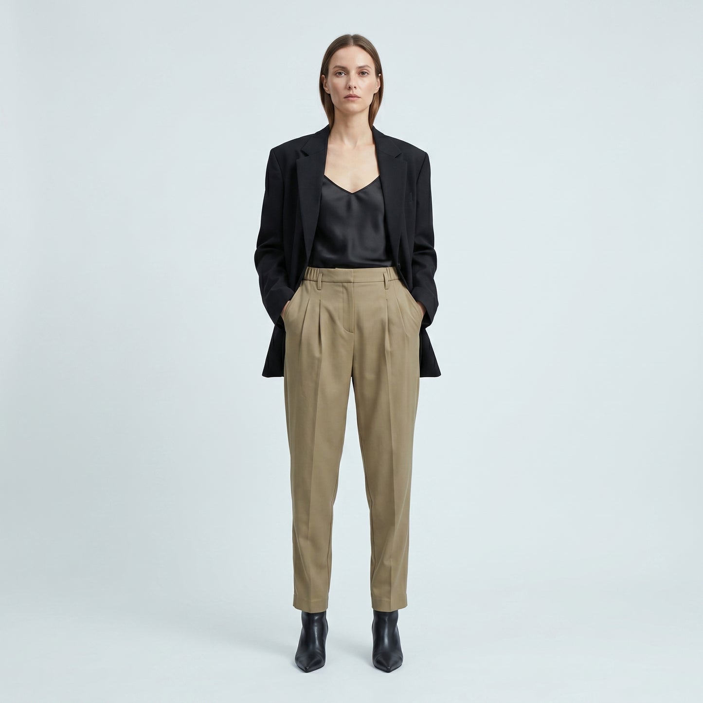 Tailored KAKI Pleated Trousers