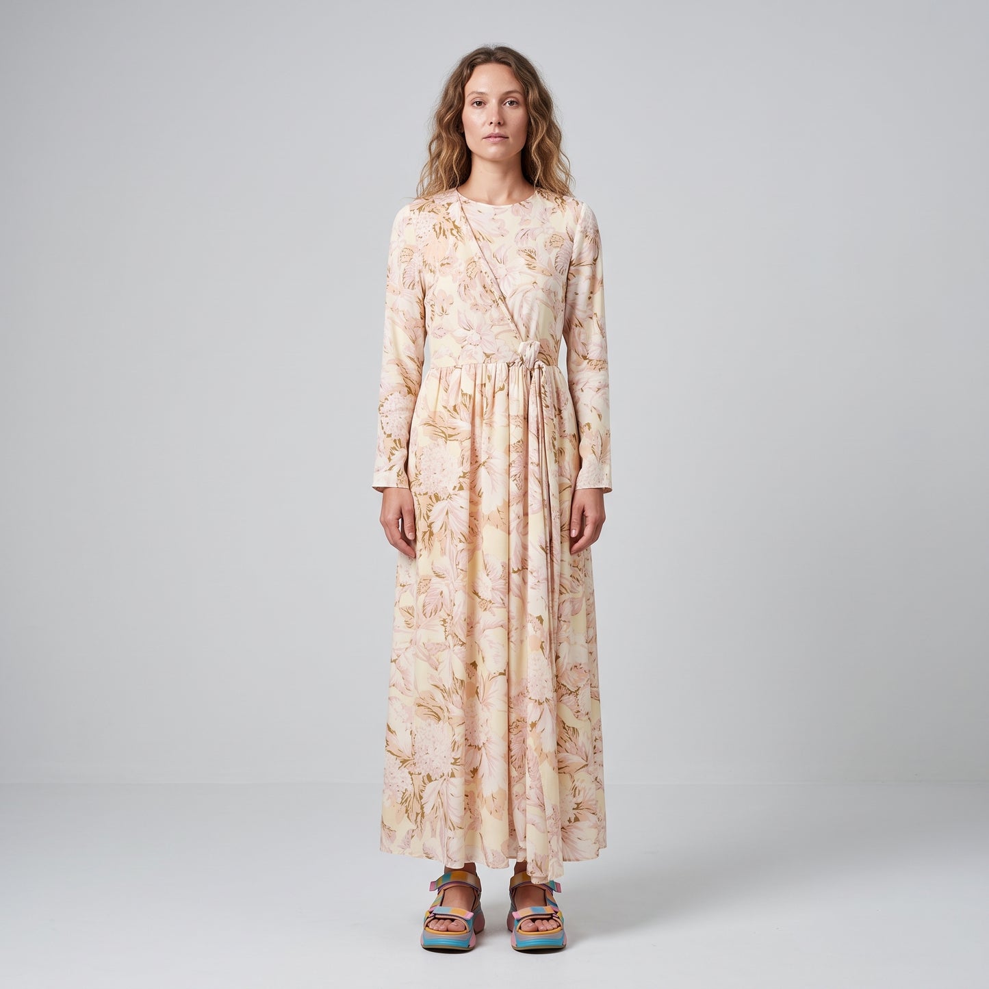 Floral Print Wrap Maxi Dress