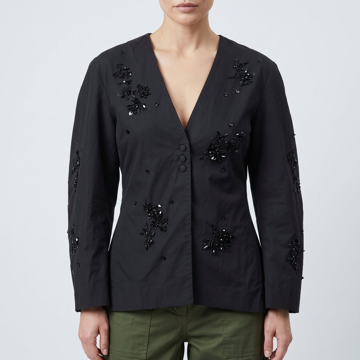 Embellished Black Tailored Jacket