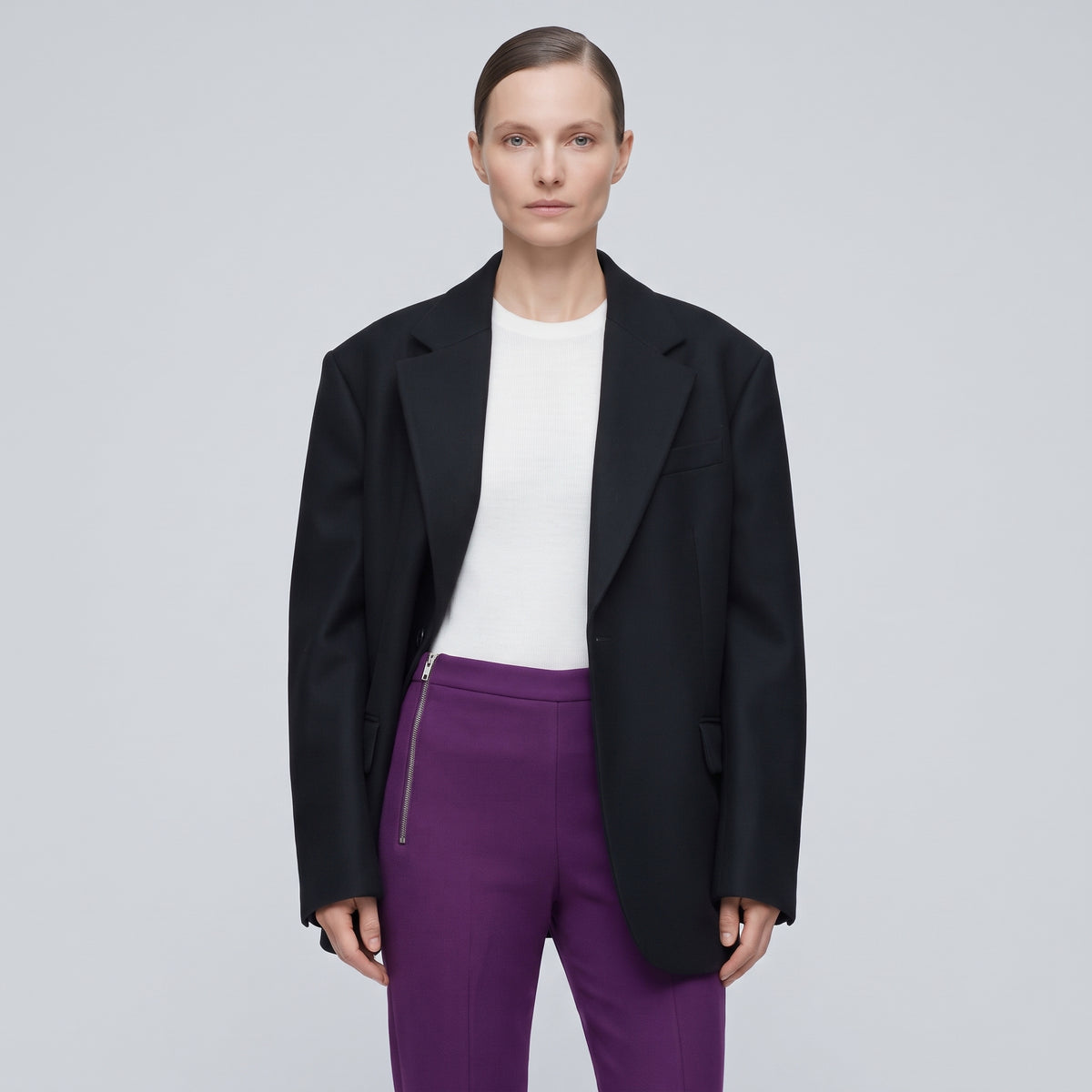 Tailored High-Waisted Purple Trousers