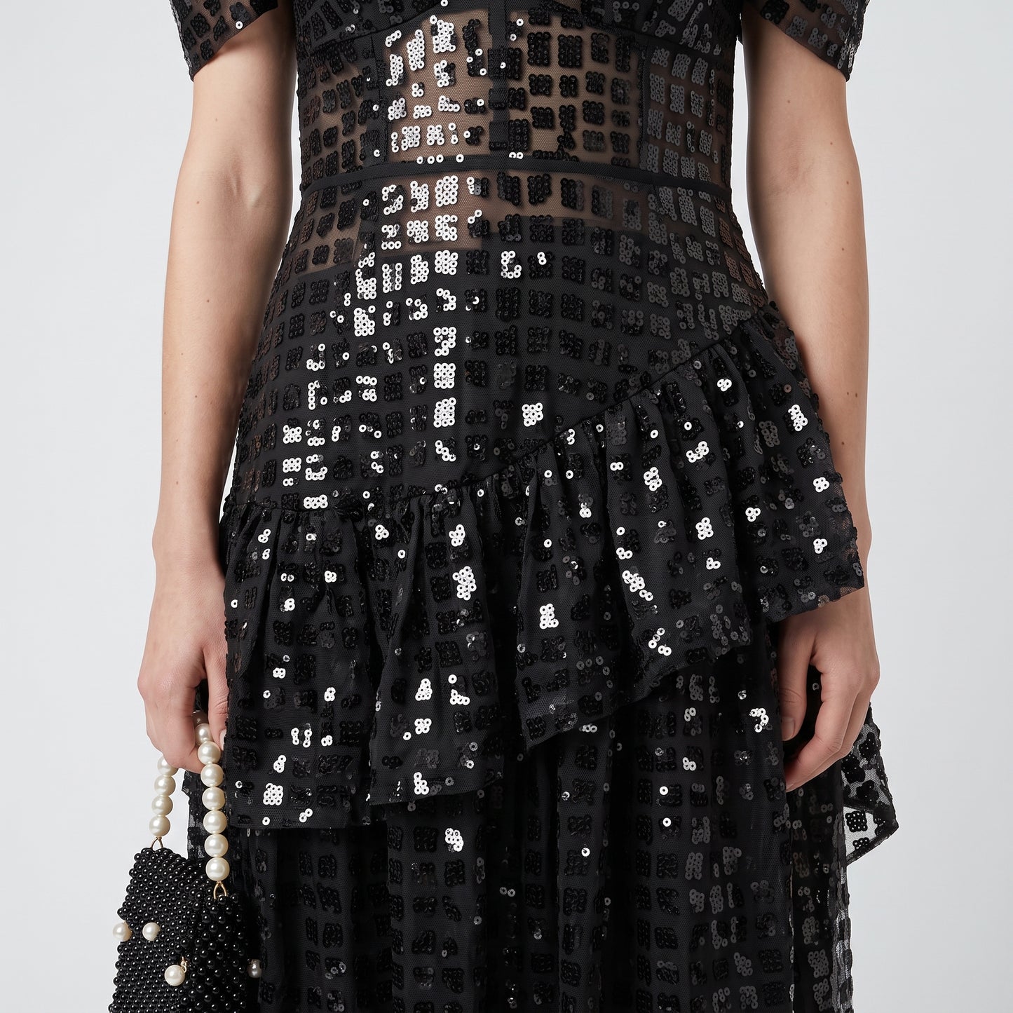 Sequined Cold Shoulder Mini Dress