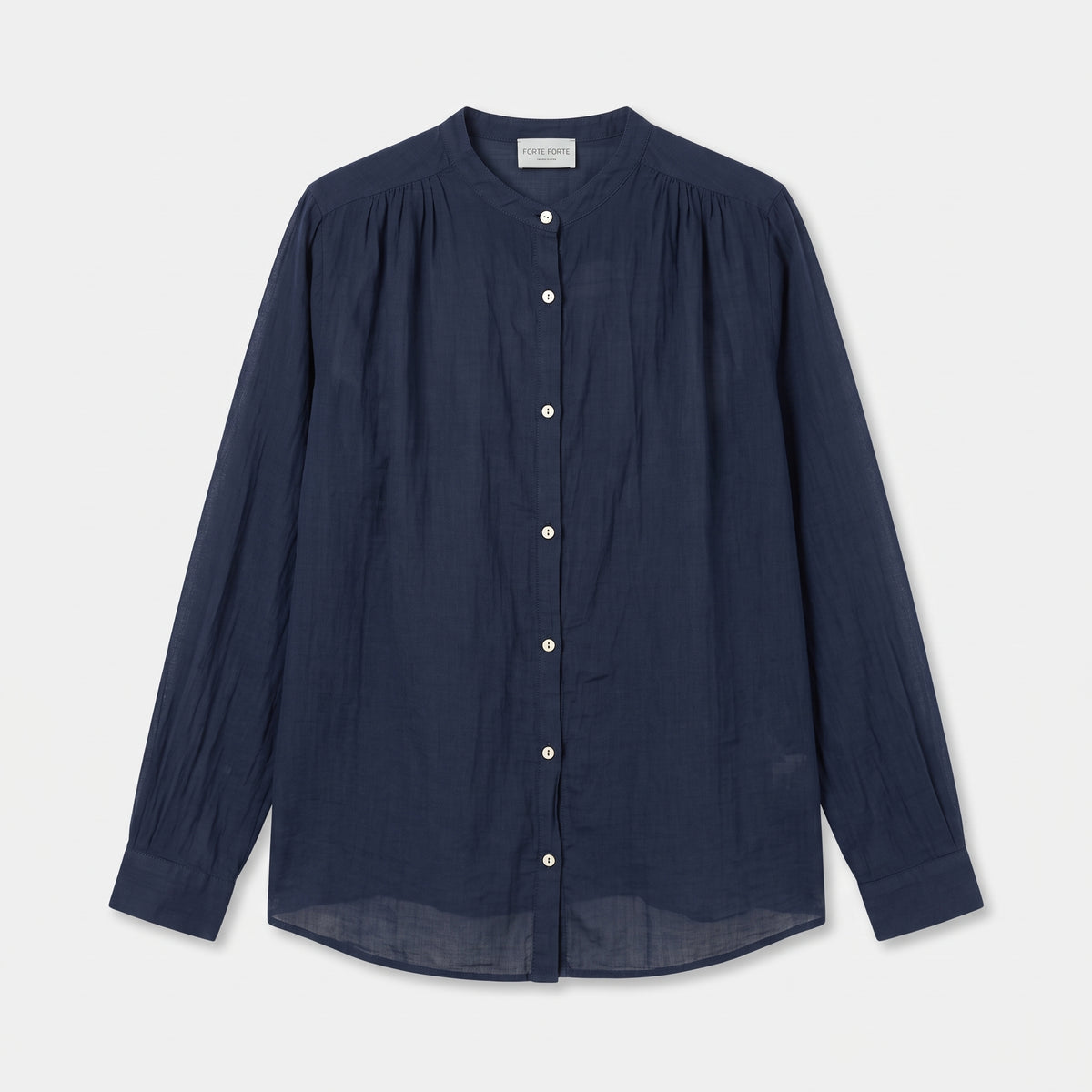Elegant Navy Button-Down Blouse