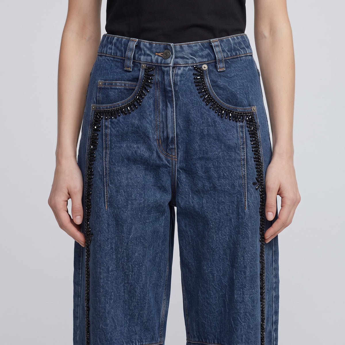 Embellished High-Rise Denim Jeans