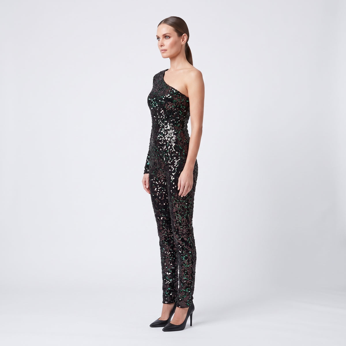One-Shoulder Sequin Jumpsuit