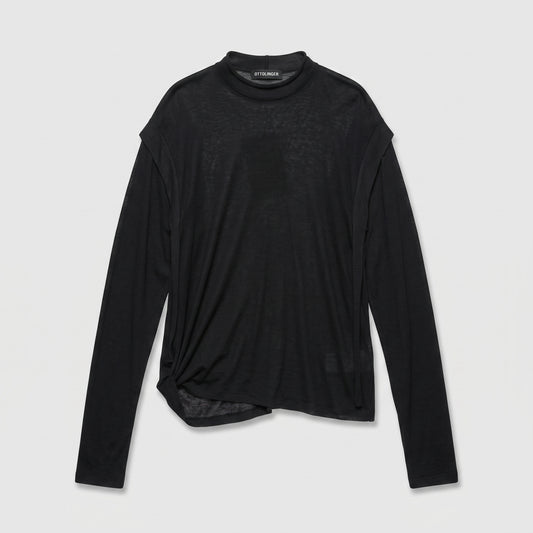 Sheer Mock Neck Layered Top