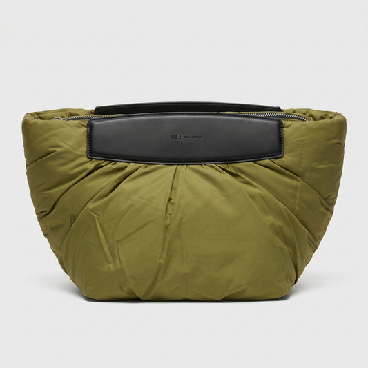 Olive Padded Nylon Clutch