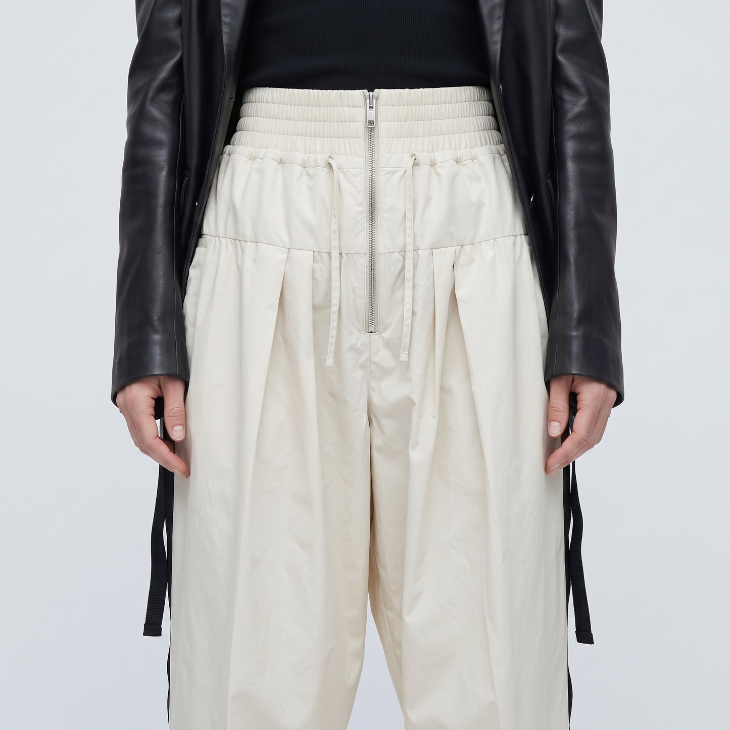 Pleated High-Waisted Utility Trousers
