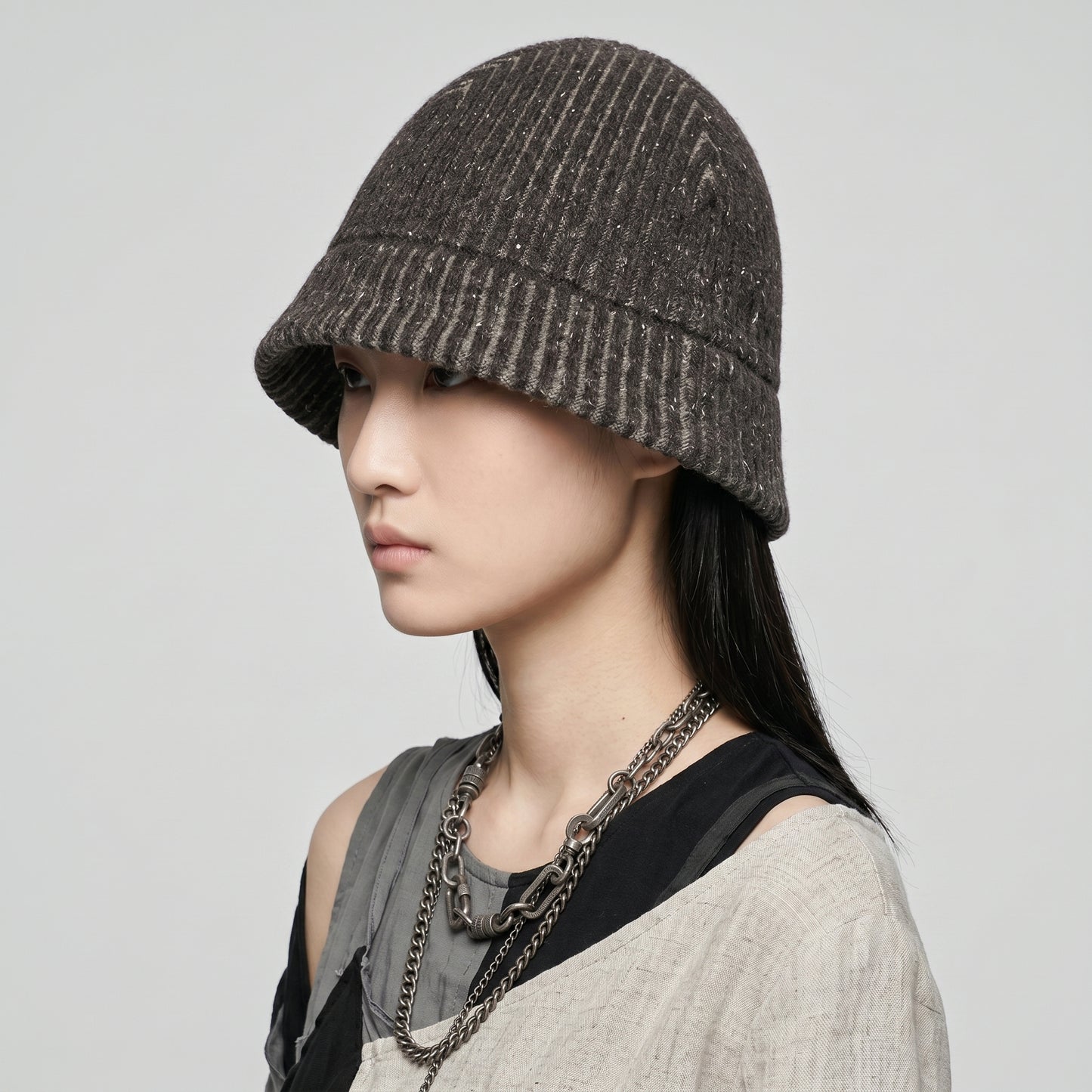 Ribbed Knit Wool Beanie