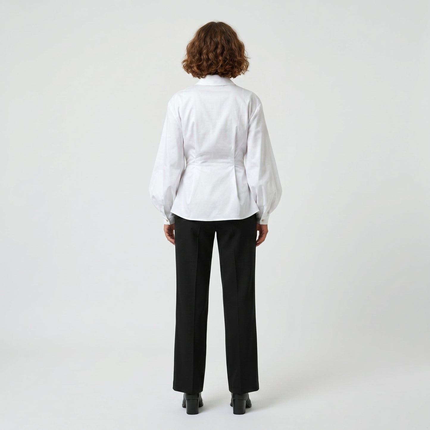 Ruched Balloon Sleeve Cotton Shirt