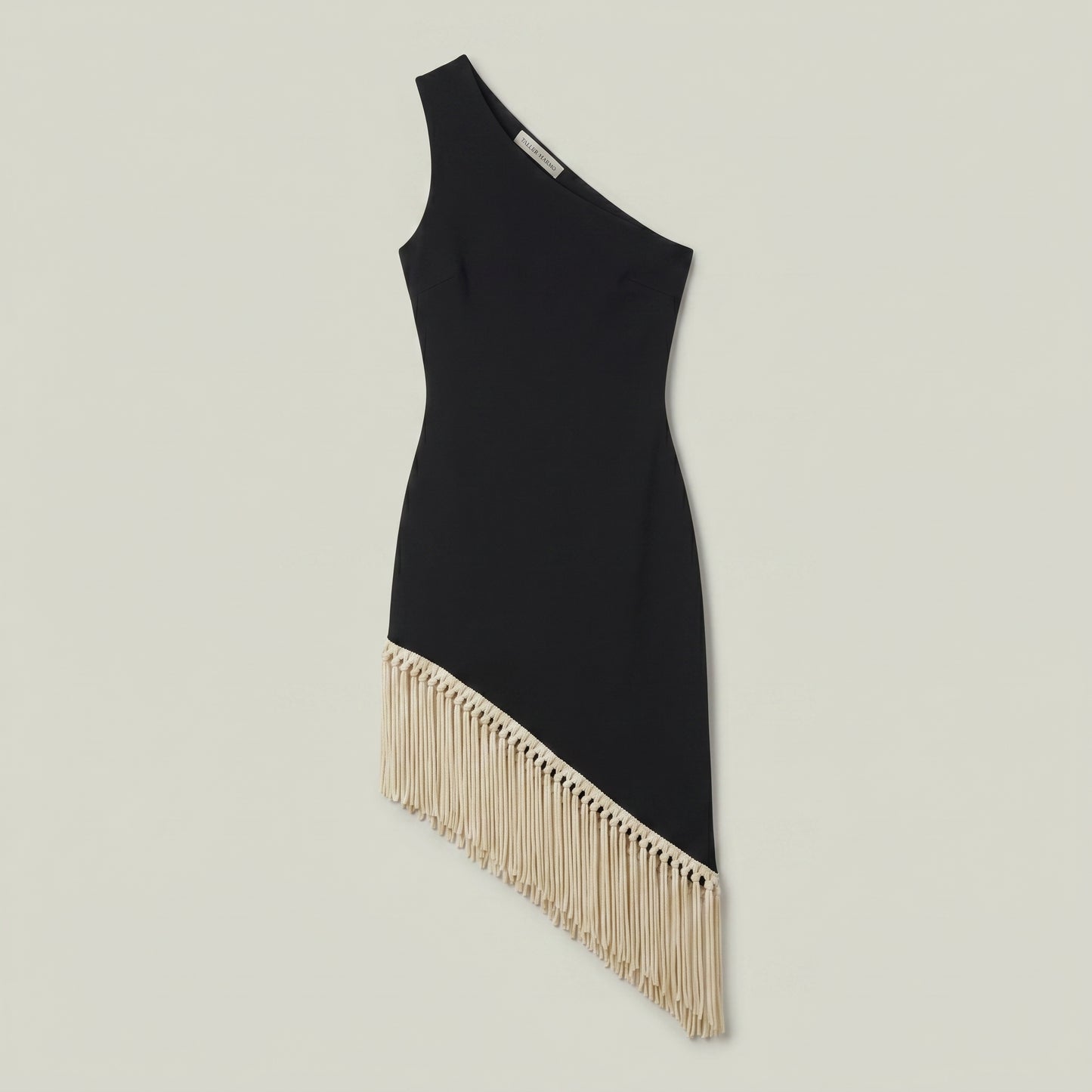 One-Shoulder Fringe Midi Dress