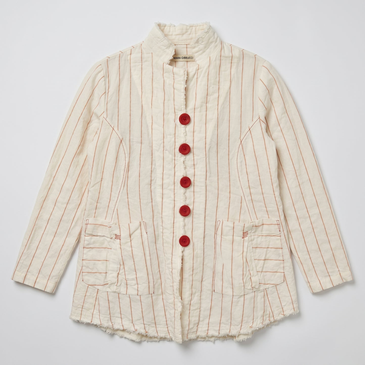 Striped Linen Button-Down Jacket