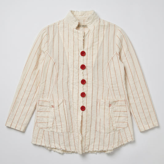 Striped Linen Button-Down Jacket