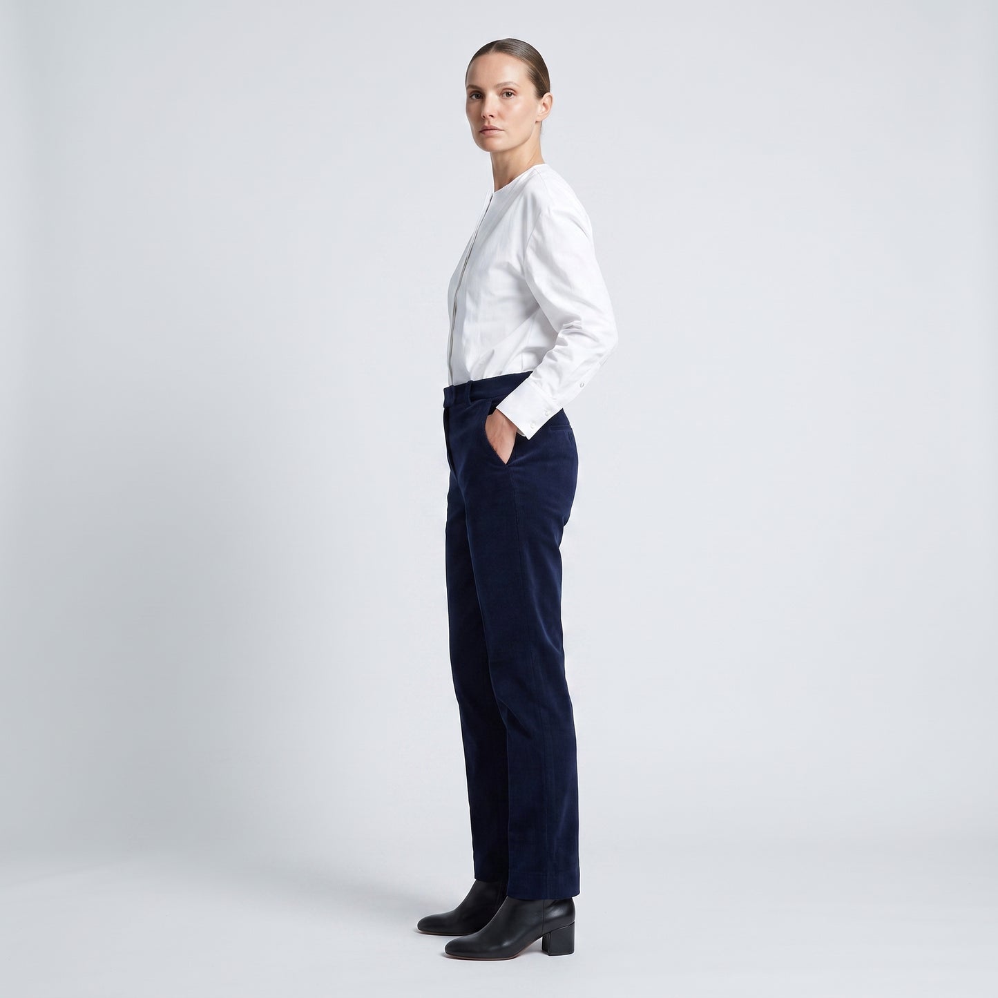 Tailored Navy Corduroy Trousers