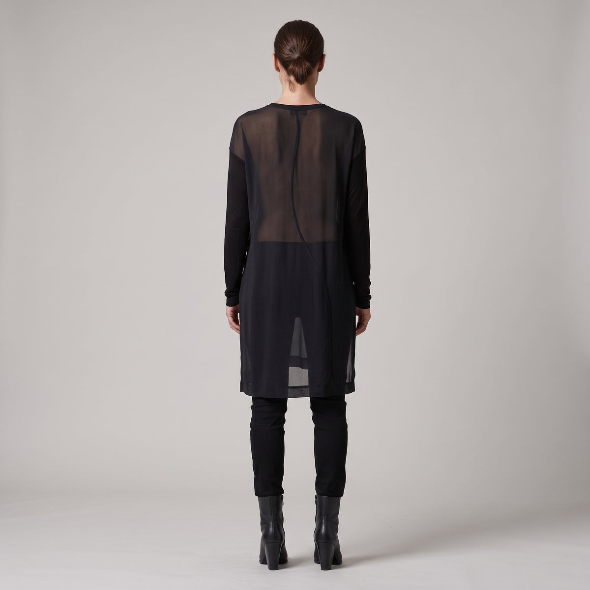Mesh Paneled Long Sleeve Top