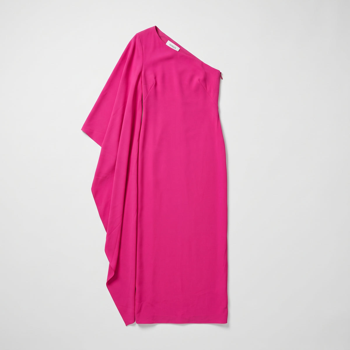Fuchsia One-Shoulder Draped Dress