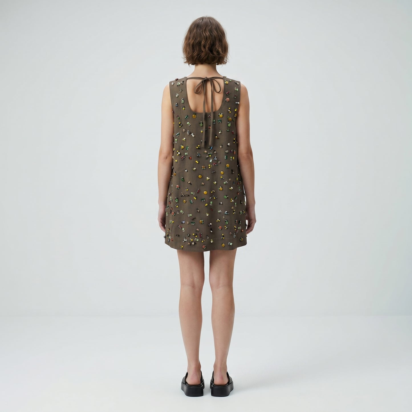 Embellished Sleeveless Shift Dress