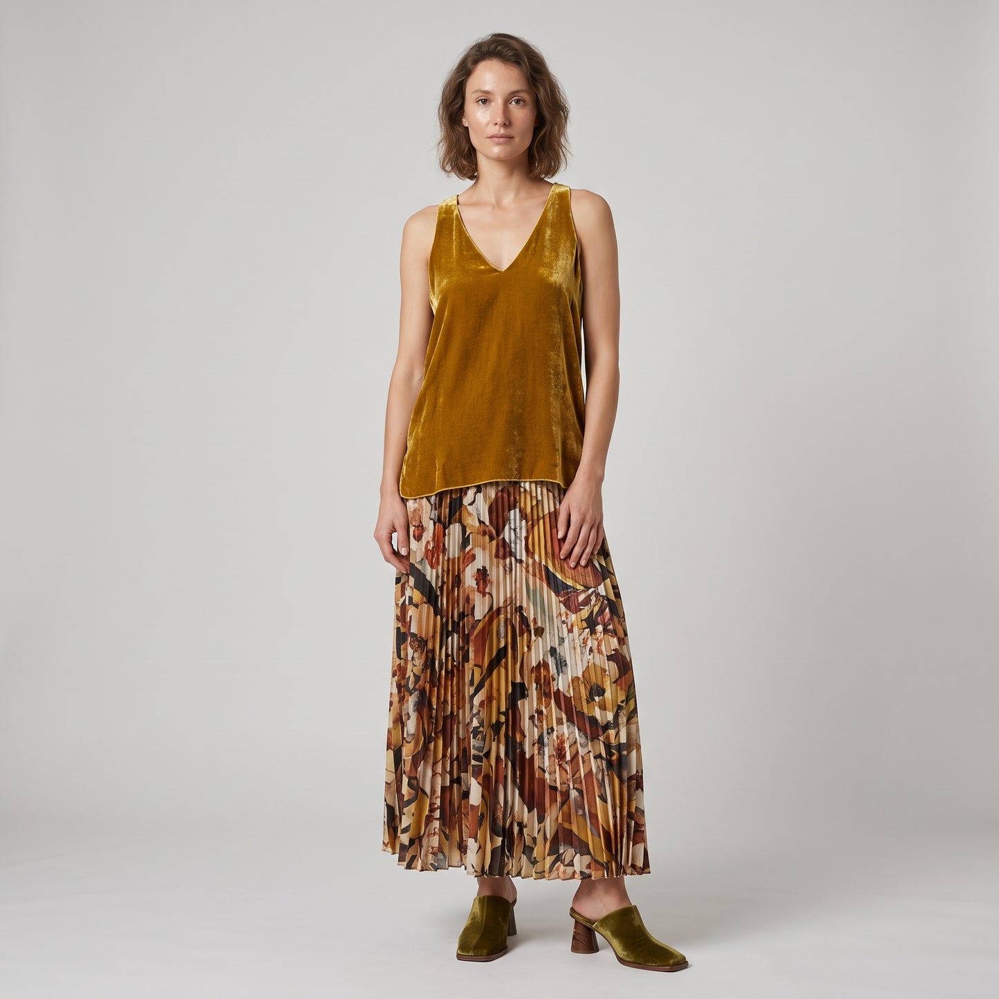 V-Neck Velvet Sleeveless Tank