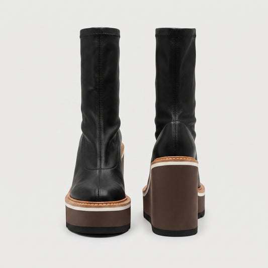 Sculptural Leather Platform Boots