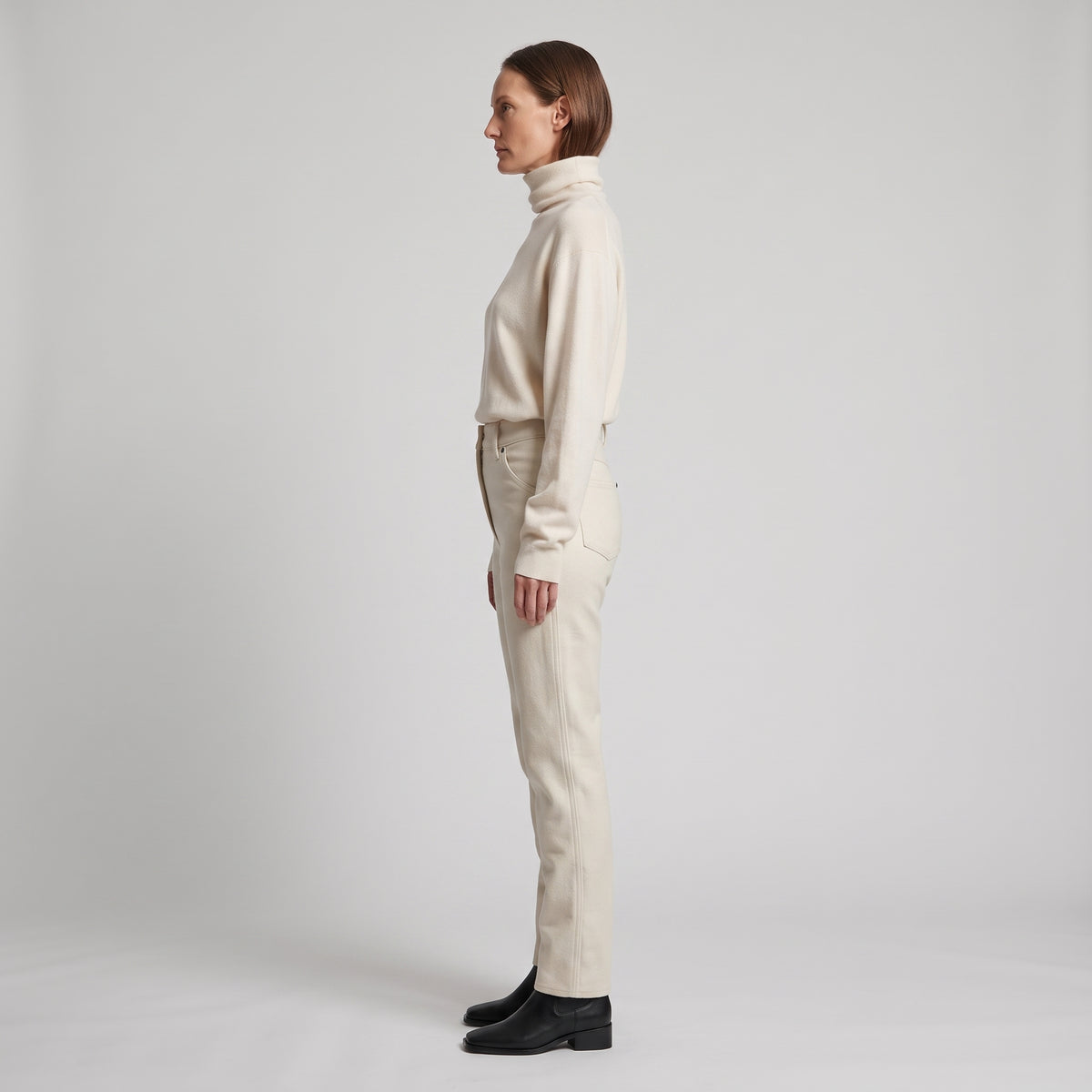 Minimalist High-Rise Cotton Trousers