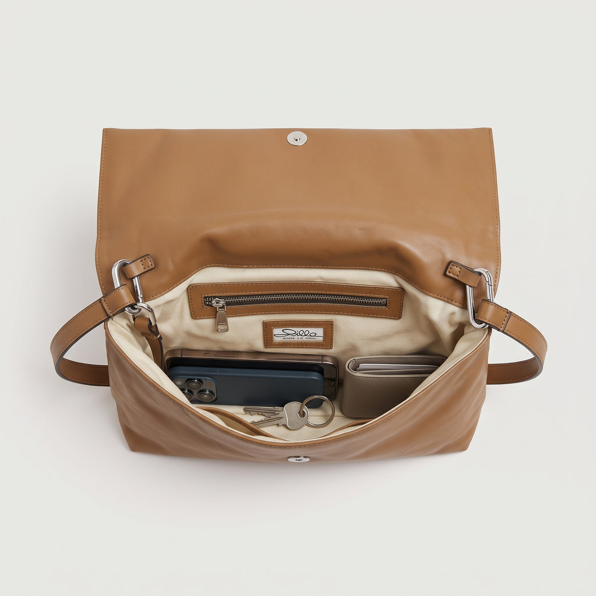 Foldover Leather Shoulder Bag