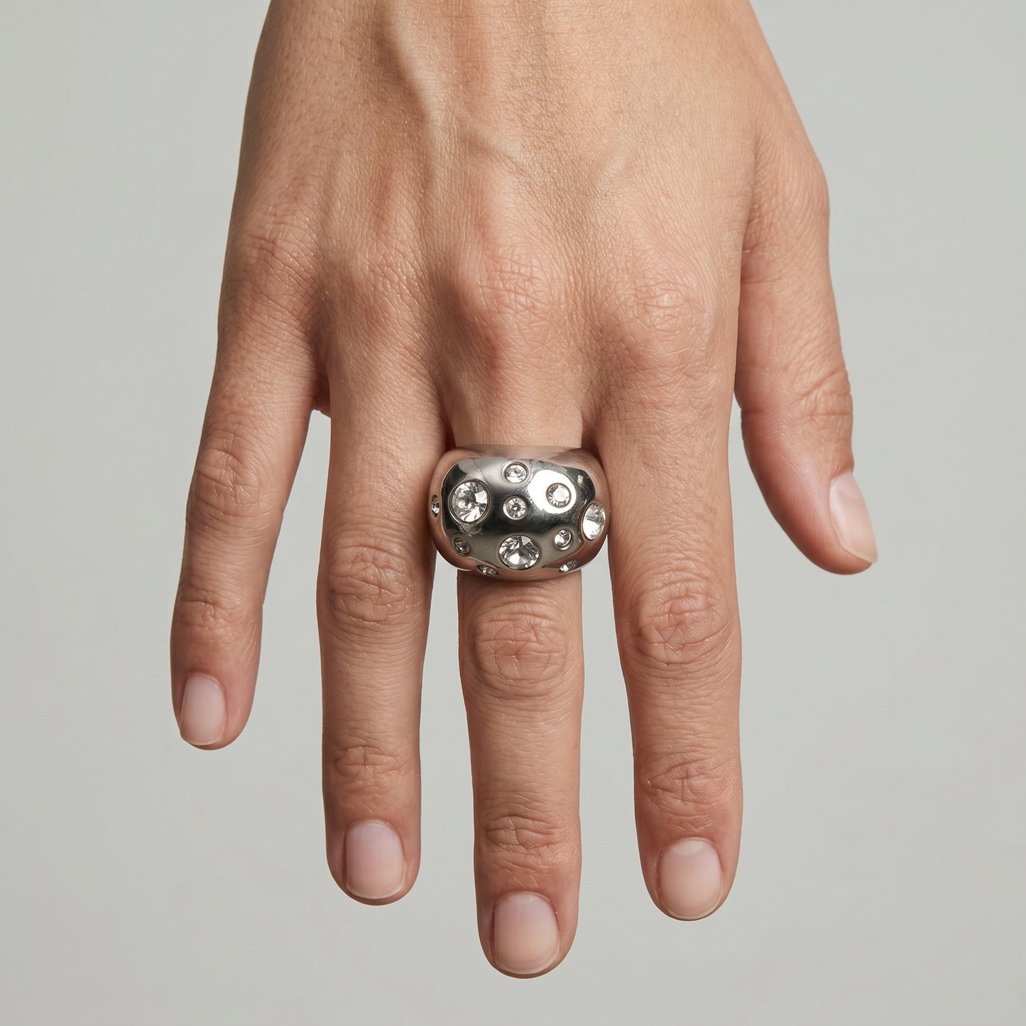 Crystal Embellished Silver Ring