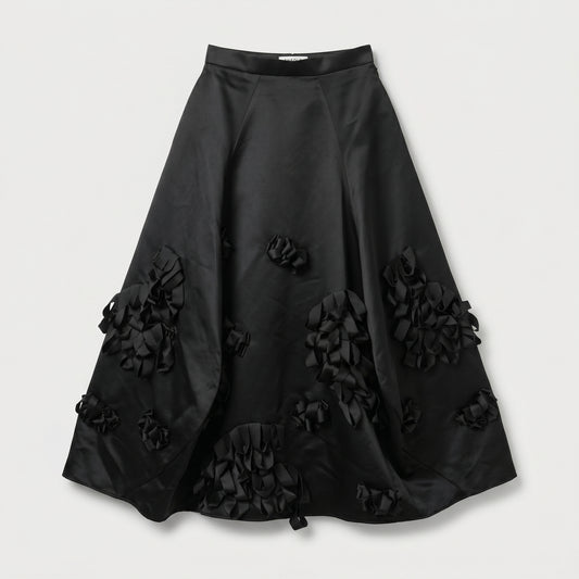 Embellished Silk A-Line Skirt