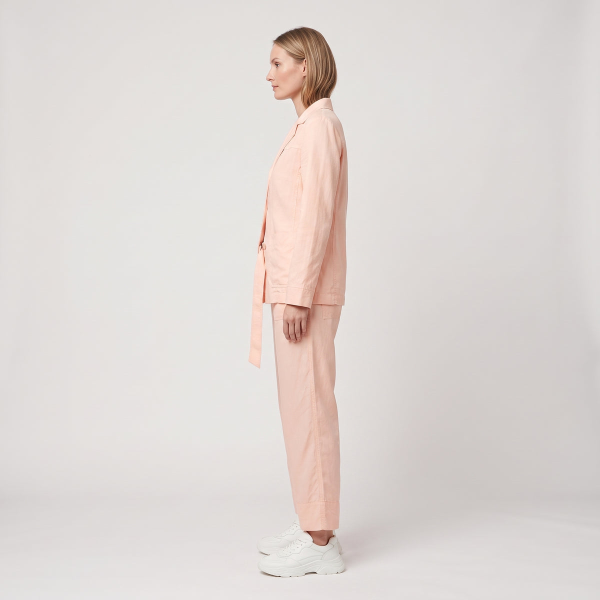 High-Waisted Peach Cropped Trousers