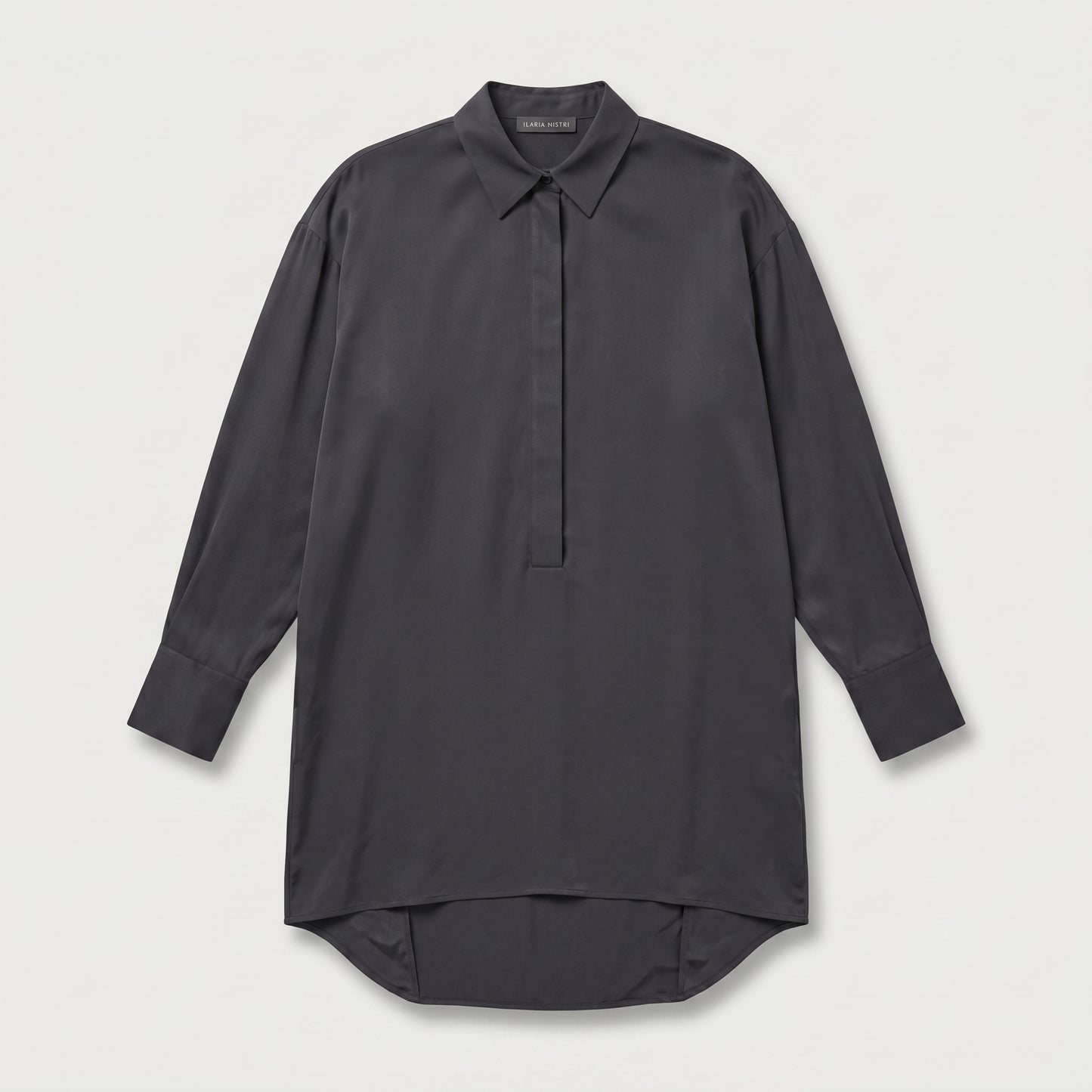 Minimalist Charcoal Silk Blouse